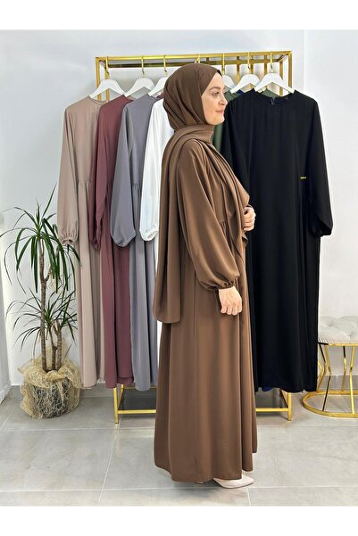 R&S modibone Σετ φορέματος με σάλι, χιτζάμπ στο πλάι (ΚΑΤΑΛΛΗΛΟ ΓΙΑ SLEDOM ΚΑΙ UMRE) χρώμα καφέ