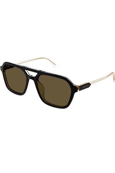 Gucci Gg 1823Sa 003 57 Men's Pilot Black Bone Sunglasses