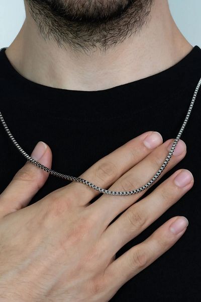 MELENY Cube Model Stainless Steel Men's Necklace Chain Does Not Tarnish