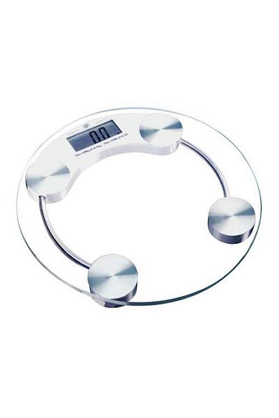 SIKS Body Scale, Transparent, Electronic Display, Automatic Shutoff, Glass, Round