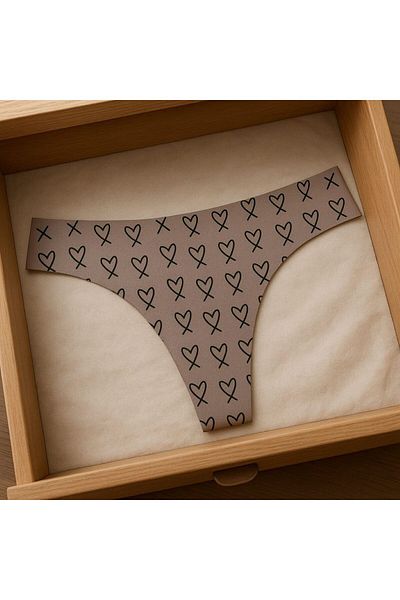 Vanilya Secret Powder Laser Cut Non-Marking Patterned Women's Thong Panties