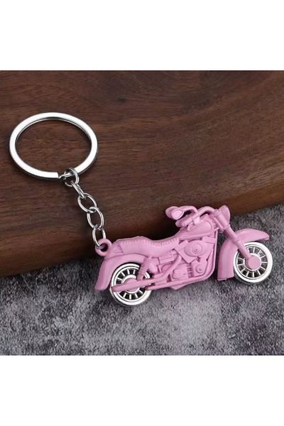 Bizde Ne Yok ki Motorcycle Large Vintage Metal Carabiner Keychain with Spinning Wheel Printed Colorful Bike