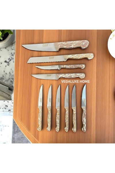 FMS Sürmene 11' Li Takozlu Bıçak Seti Şeflere Özel Ergonomik Sap ve Uzun Ömürlü Keskinlik VRZ