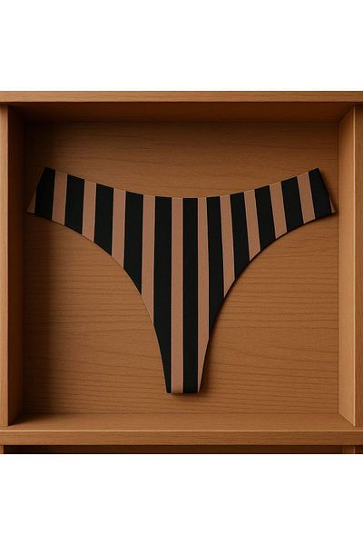 Vanilya Secret Γυναικεία στρινγκ εσώρουχα με μαύρη πούδρα με ρίγες με λέιζερ χωρίς σημάδια