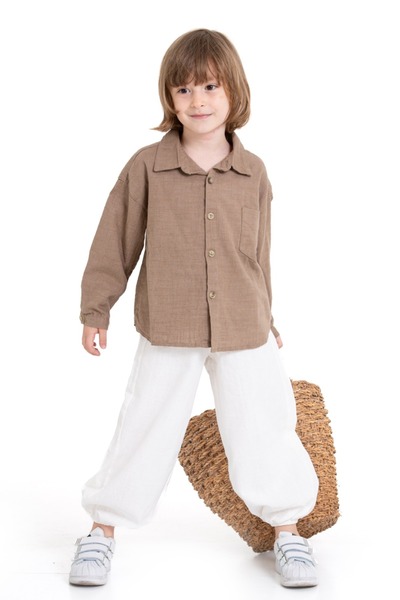 alfa kidss costum pantaloni cămașă de in