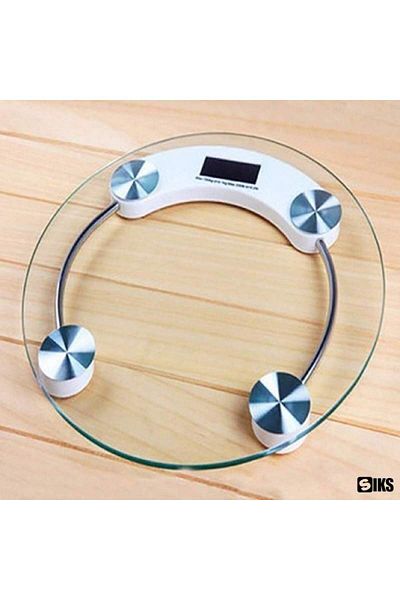 SIKS Body Scale, Transparent, Electronic Display, Automatic Shutoff, Glass, Round