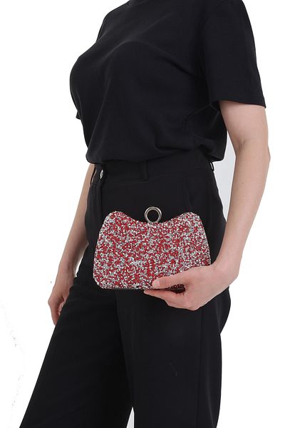By EDUU Colorful Stone Women's Stone Embroidered Stylish Ring Detailed Arm and Shoulder Evening Dress Bag