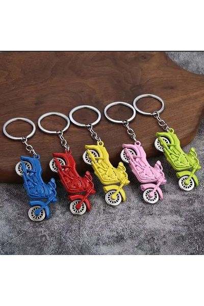 Bizde Ne Yok ki Motorcycle Large Vintage Metal Carabiner Keychain with Spinning Wheel Printed Colorful Bike
