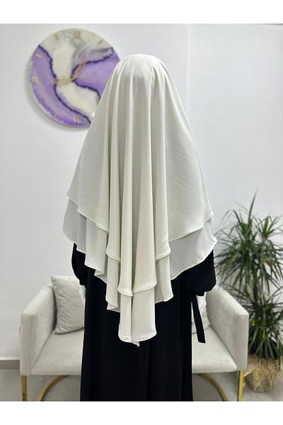 R&S modibone Two-Layer Ready Sofle Scarf Medina Ipegi Suitable for Hajj and Umrah Ecru