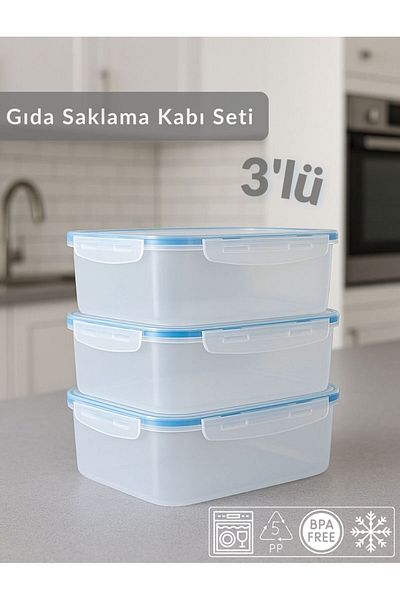Jet's Home Set of 3 Vacuum Storage Containers Air-Free Bpa Free Lockable Food Storage Container 1.9 L