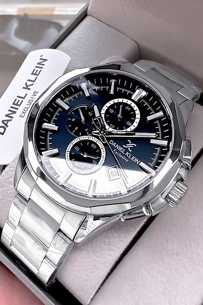 Daniel Klein Exclusive Men's Wristwatch 3 Atm Waterproof Silver Color Steel Cord Bracelet Gift Dke2051c2