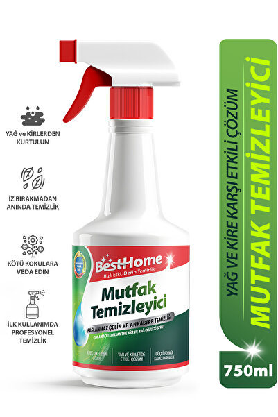 Best Home Clean Ultra Güçlü Mutfak Yüzey Temizleyici ve Yağ Sökücü Limon Kokulu Sprey 750 ml