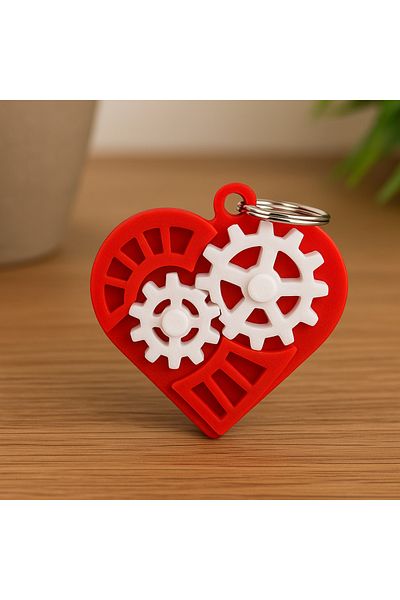 ShapeShift Gear Heart Keychain – Movable Accessory with Mechanical Design - Keychain