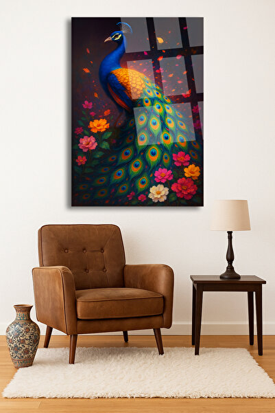 TAULART DESIGN DE PUCĂ DE PĂUN UNIC, CULORI ULTRA-VEHOARE, RESISTENT LA SPĂRÂ...