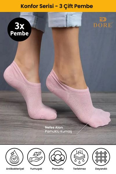 Dore Γνήσια γυναικεία 3 ζευγάρια Luxury Modal Ultra Comfort Αθλητικά Παπούτσια χωρίς ραφή Αόρατα κοντά μποτάκια Κάλτσες