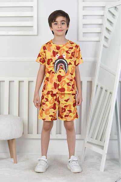 AXXAN Bape Binary Shorts T-Shirt Suit Bottom Top Digital Printing Men's Suit Unisex Bottom Top Suit