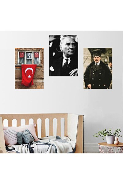 hediyenebak Pachet de 3 autocolante adezive pentru poster Mustafa Kemal Atatü...