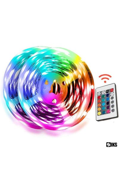SIKS Led Strip Kit, White Rolls, Bluetooth, Small Remote Control, 10 Meters (2X5M), Color Changing