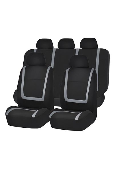 OEM Set huse scaun auto ieftine, Universale 9 piese, model GREY LINE - GRI