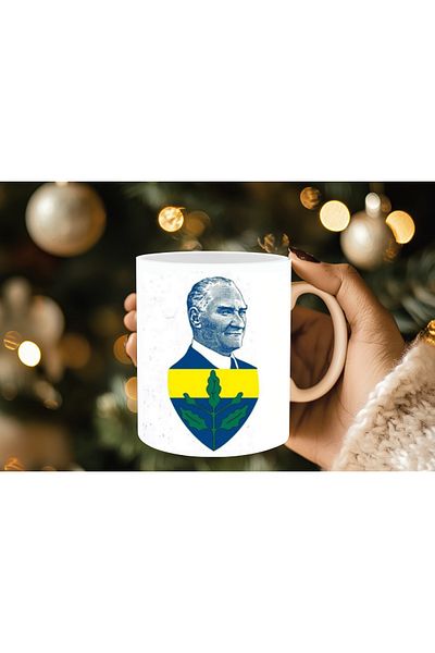 Evion Fan Themed Porcelain Mug Yellow-Red / Black-White / Yellow-Navy Blue Colored Fan Mugs