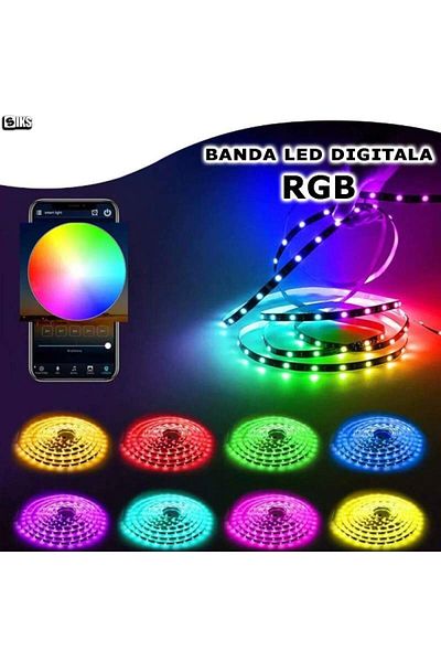 BEŞİKSAN SIKS RGB Digital Smart LED Strip, 5 Meters, App Control or Remote Control, USB Connection