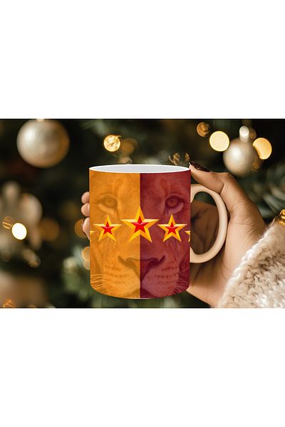 Evion Fan Themed Porcelain Mug Yellow-Red / Black-White / Yellow-Navy Blue Colored Fan Mugs