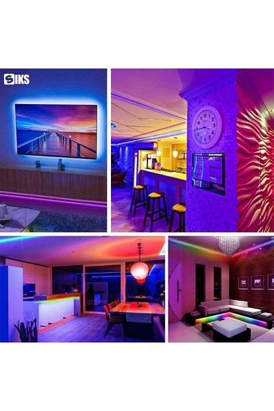 BEŞİKSAN SIKS Digital Smart RGB Wi-Fi LED Strip, 5 meters, Remote Control, Music Mode, Microphone