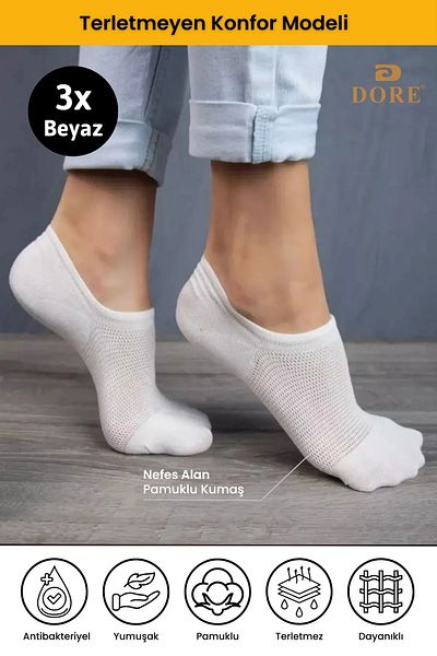 Dore Γνήσια γυναικεία 3 ζευγάρια Luxury Modal Ultra Comfort Αθλητικά Παπούτσια χωρίς ραφή Αόρατα κοντά μποτάκια Κάλτσες