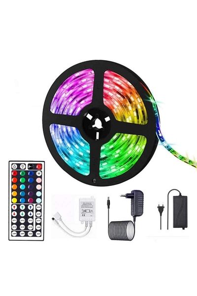 SIKS ® Rgb 5050 Led Strip Kit 60 Led/m 5 Meters Ip20 44-key Ir Remote Control 12v 6a Transformer
