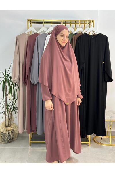erasra class Σετ φορέματος Dusty Rose Souffle - Κατάλληλο για Rohali, Hajj και Umrah στο πλάι