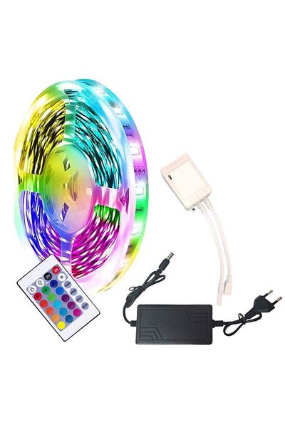 SIKS Smart Rgb 12v Led Strip Kit, Multicolor Ambient Light, 5 Meters, Remote Control, Multicolor