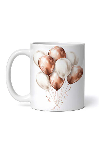 OEM Cană albă personalizată, baloane albe și aurii, Inovatix®. 330 ml