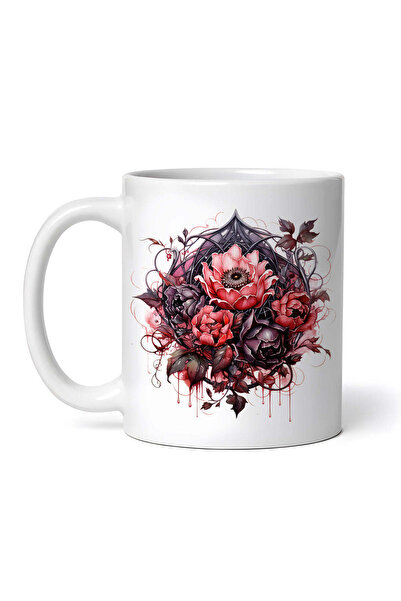 OEM Cană albă personalizată, aranjament floral Ximena Gothic, Inovatix®. 330 ml