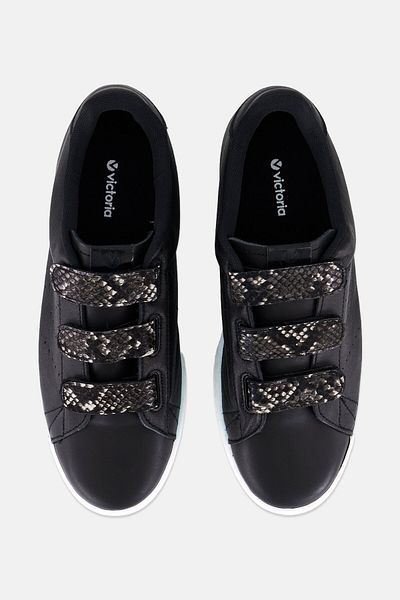 Victoria Women Velcro Platform Casual Shoes, Black