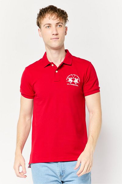 La Martina Men Regular Fit Embroidered Logo Short Sleeves Polo Shirt, Red