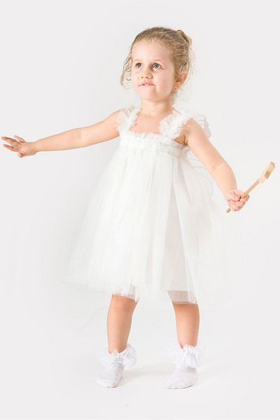 2kids2mom Baby Girl Children's Winged Birthday Party Wedding Special Day Tulle Lined Princess Dress