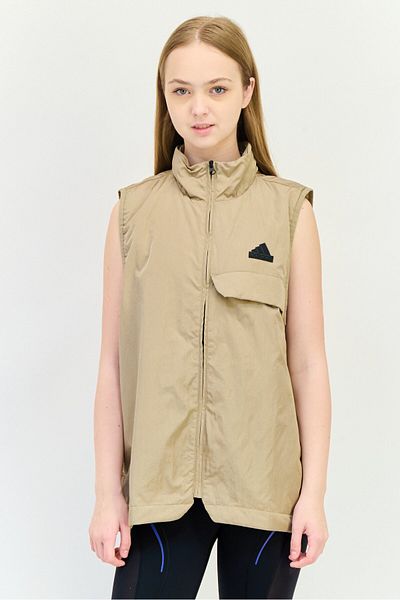 adidas Women Loose Fit Sleeveless Outdoor Vest Jacket, Tan
