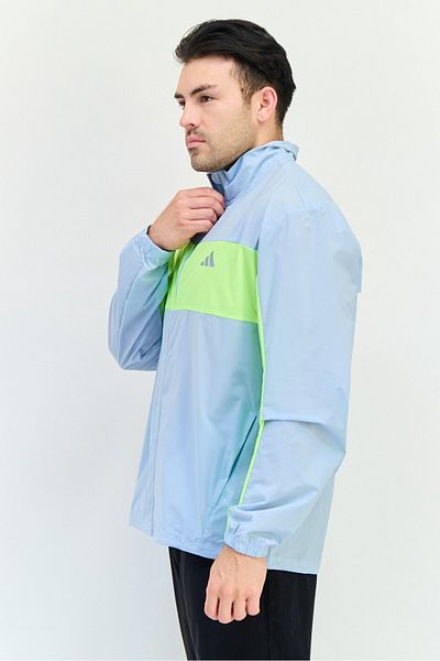 adidas Men Sportswear Fit Long Sleeve Running Jacket, Light Blue