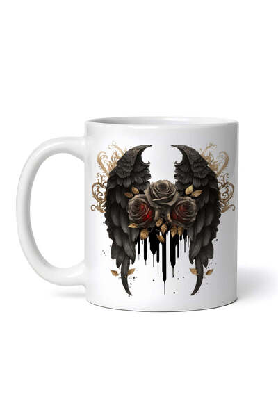 OEM Cană albă personalizată, aripi de înger roz închis, Inovatix®. 330 ml