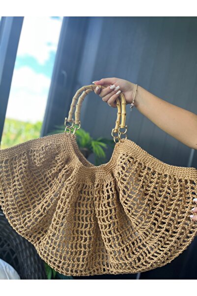 BAGS Hasır örgü plaj omuz çantası
