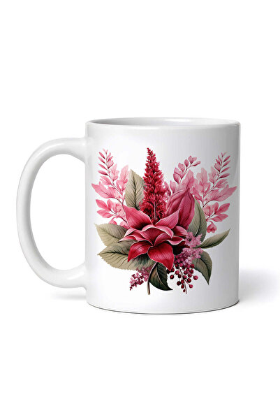 OEM Cană albă personalizată, aranjament floral cu amarant, Inovatix®. 330 ml