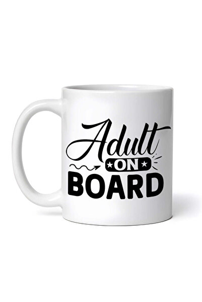 OEM Cană albă personalizată, stilizată Adult On Board, Inovatix®. 330 ml