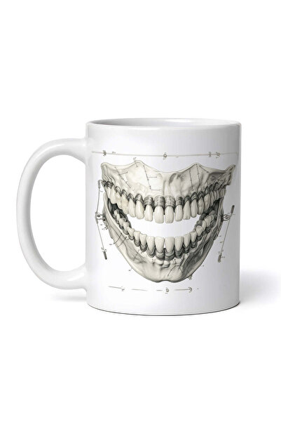 OEM Cană albă personalizată, Anatomie antică, Dinți ciudați, Inovatix®. 330 ml