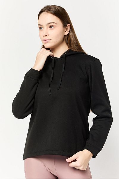BSP Women Sportswear Fit Long Sleeve Outdoor Hoodie, Black