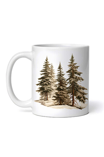 OEM Cană albă personalizată, brazi în munți, Inovatix®. 330 ml