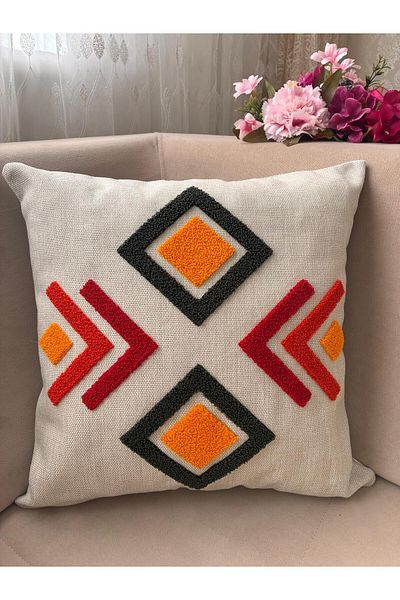 Mustgross Set de 2 huse de pernă din in brodat Bohemian Punch - 43x43 Cm