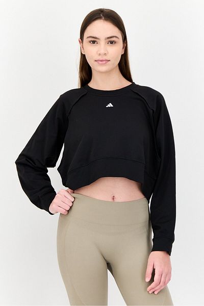 adidas Women Sportswear Fit Cut Out Long Sleeves Training Sweatshirt, Black