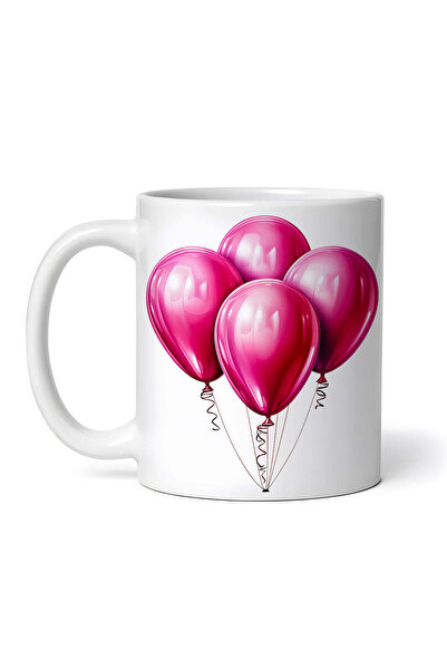 OEM Cană albă personalizată, baloane roz, Inovatix®. 330 ml