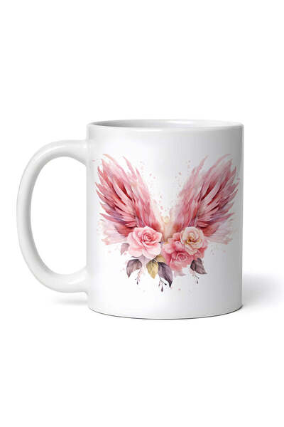 OEM Cană albă personalizată, aripi de înger roz Lana, Inovatix®. 330 ml