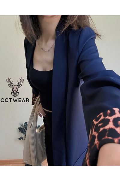 CCTWEAR Dabil Fabric Leopard Sleeve Overlong Jacket